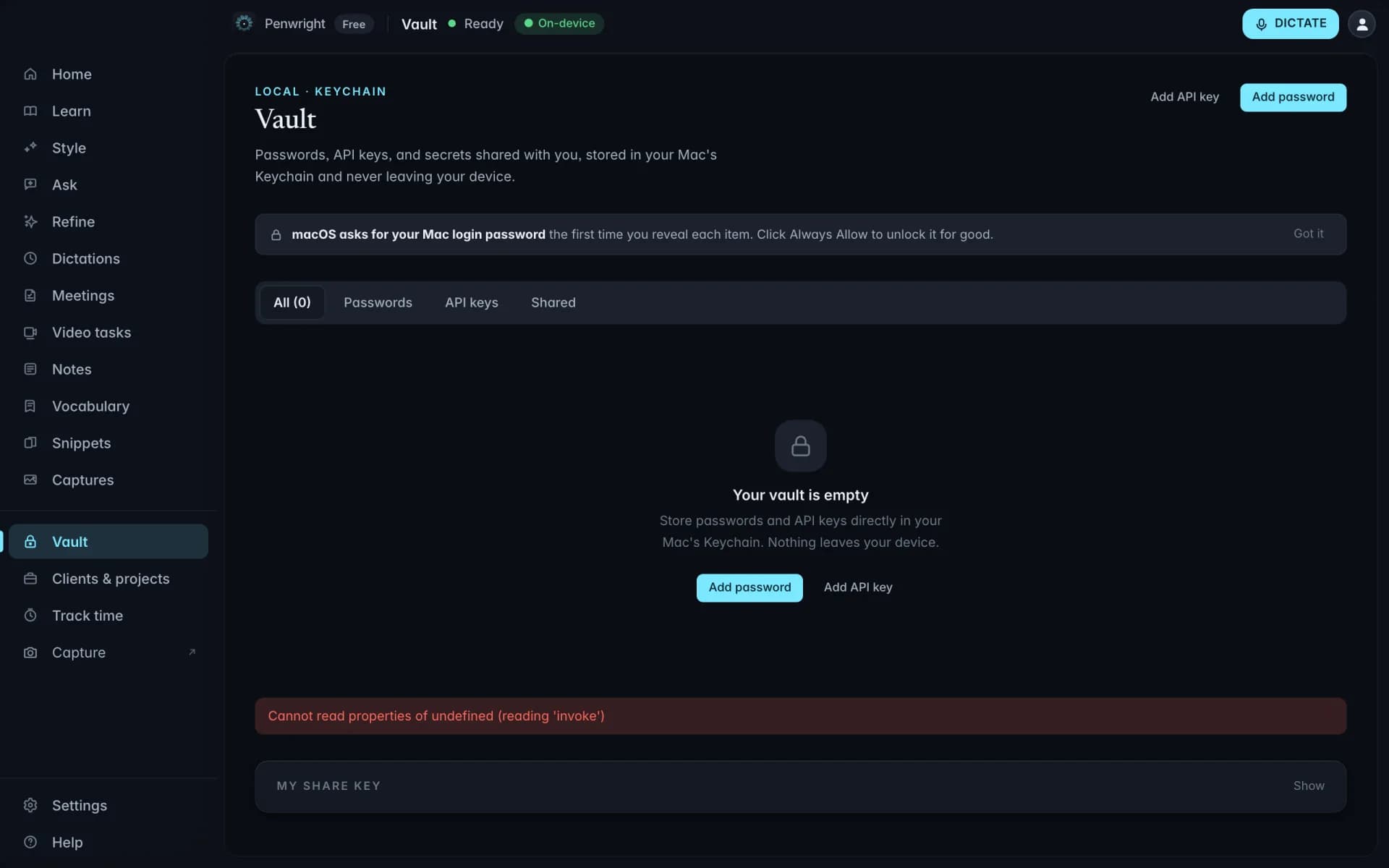 Vault in Penwright for Mac